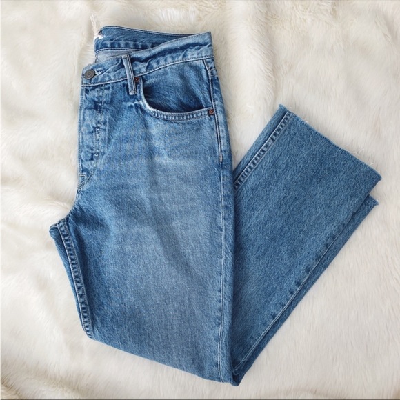 GRLFRND Tatum Raw Hem Straight Leg Jeans | 32 Color Late Night - Picture 4 of 6